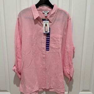 Nine West Light Pink Textured Blouse